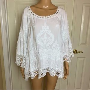 Democracy Cold Shoulder Crochet Detail Top Sz 1X